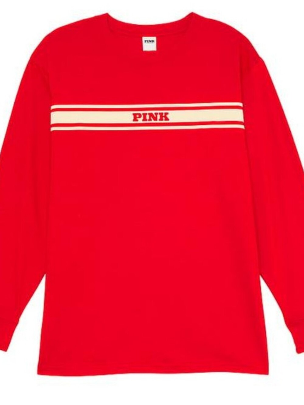 PINK Victoria's Secret Red Crewneck T-shirt with Stripe Logo XXL NWT - Picture 7 of 7